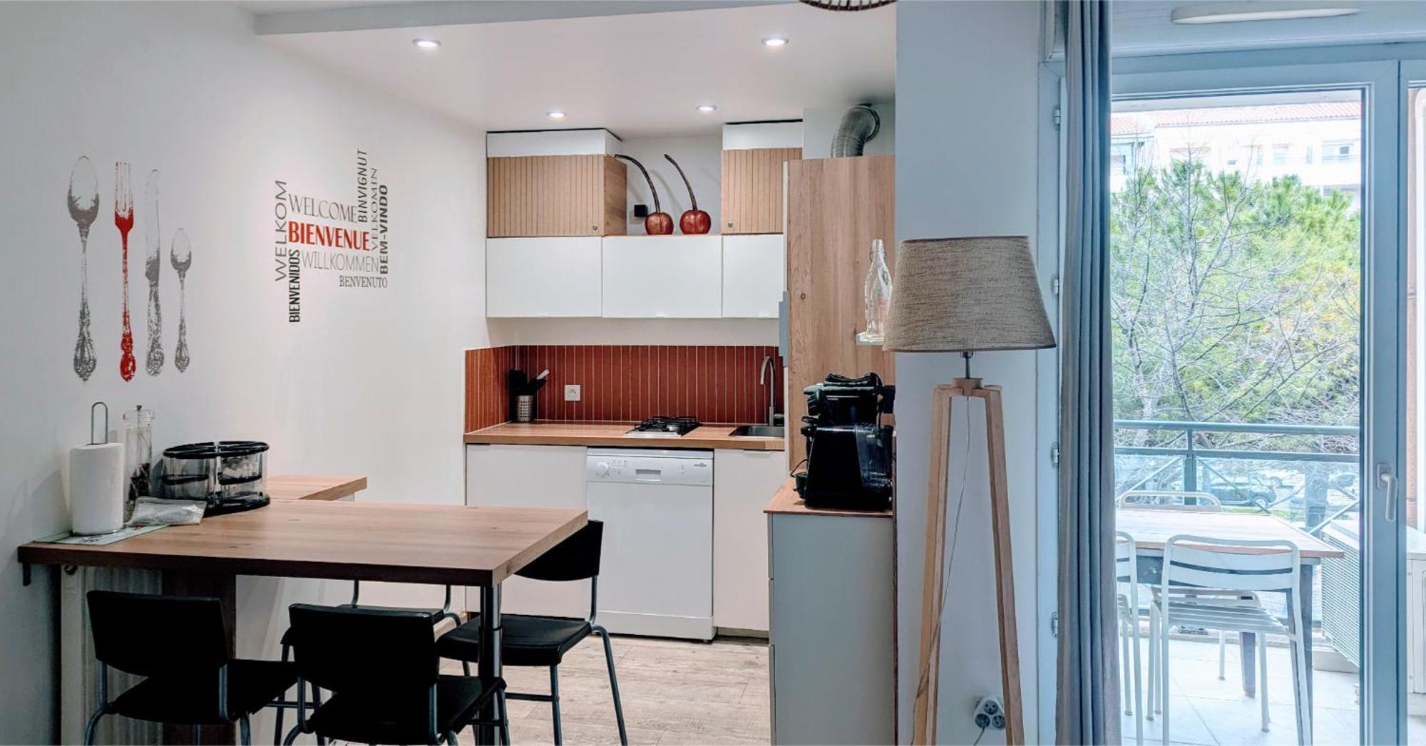 Ferienwohnung F2 garage box WiFi terasse clim Gare Fac Eco Richter Montpellier Exterior foto
